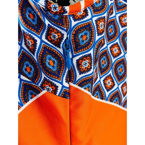 Banana Republic Mod Halter Dress Chevron Blue Orange EUC Size 6 Beach Resort - Picture 6 of 8